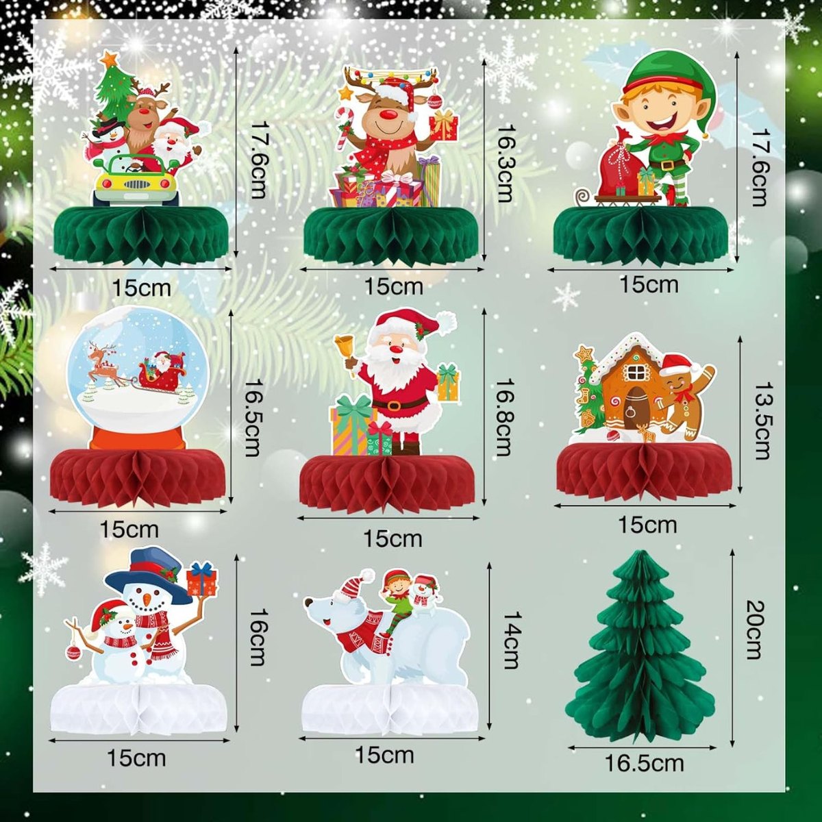 Honeycomb Christmas Table Decorations (9 pcs)