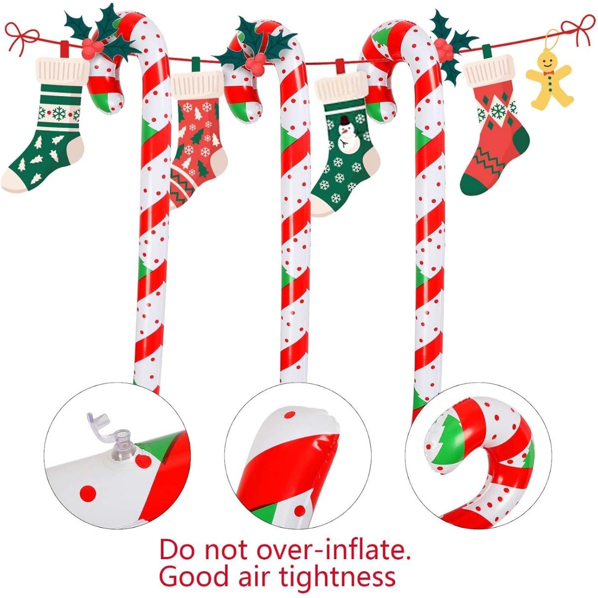 Inflatable Candy Canes, 90 cm (4 pcs)