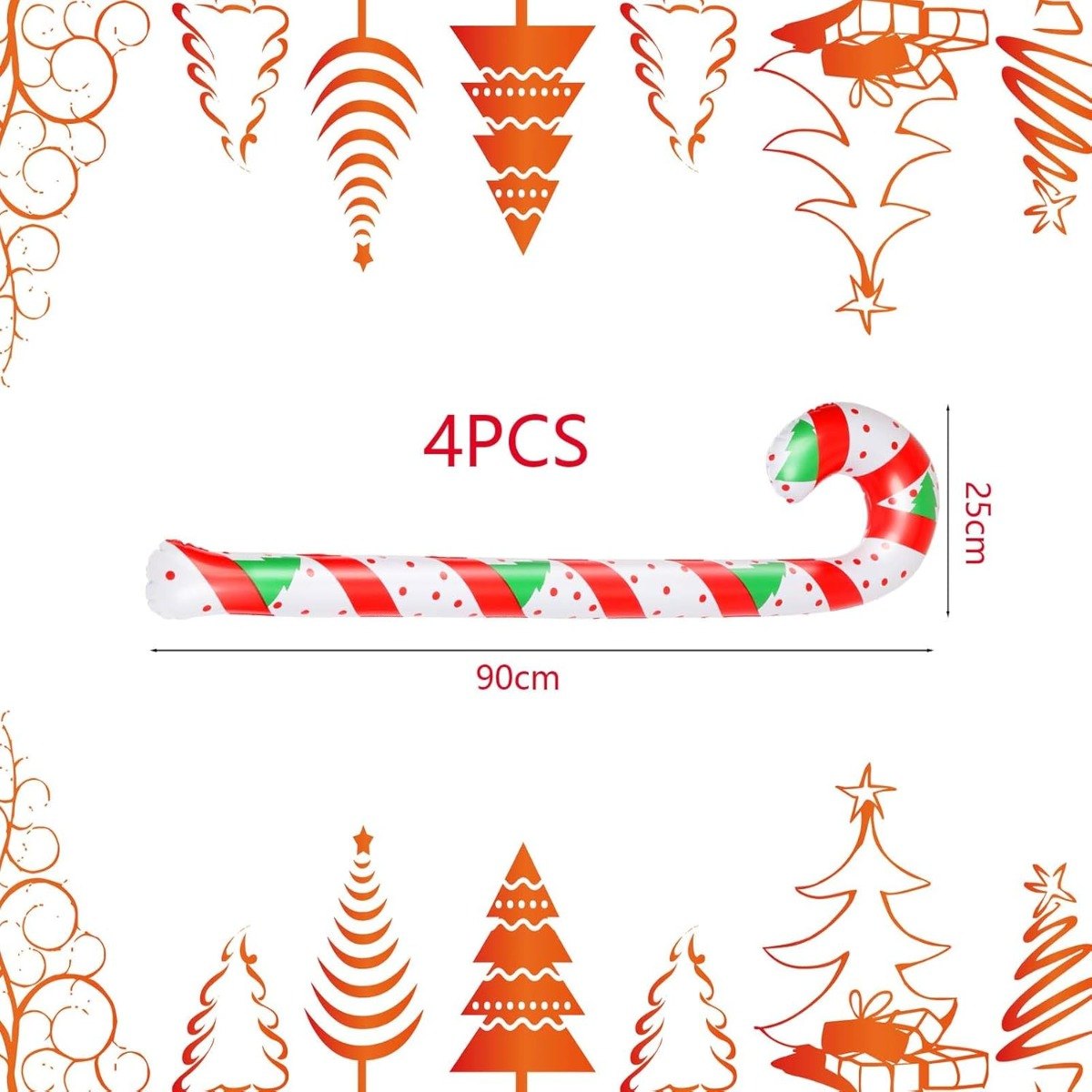 Inflatable Candy Canes, 90 cm (4 pcs)