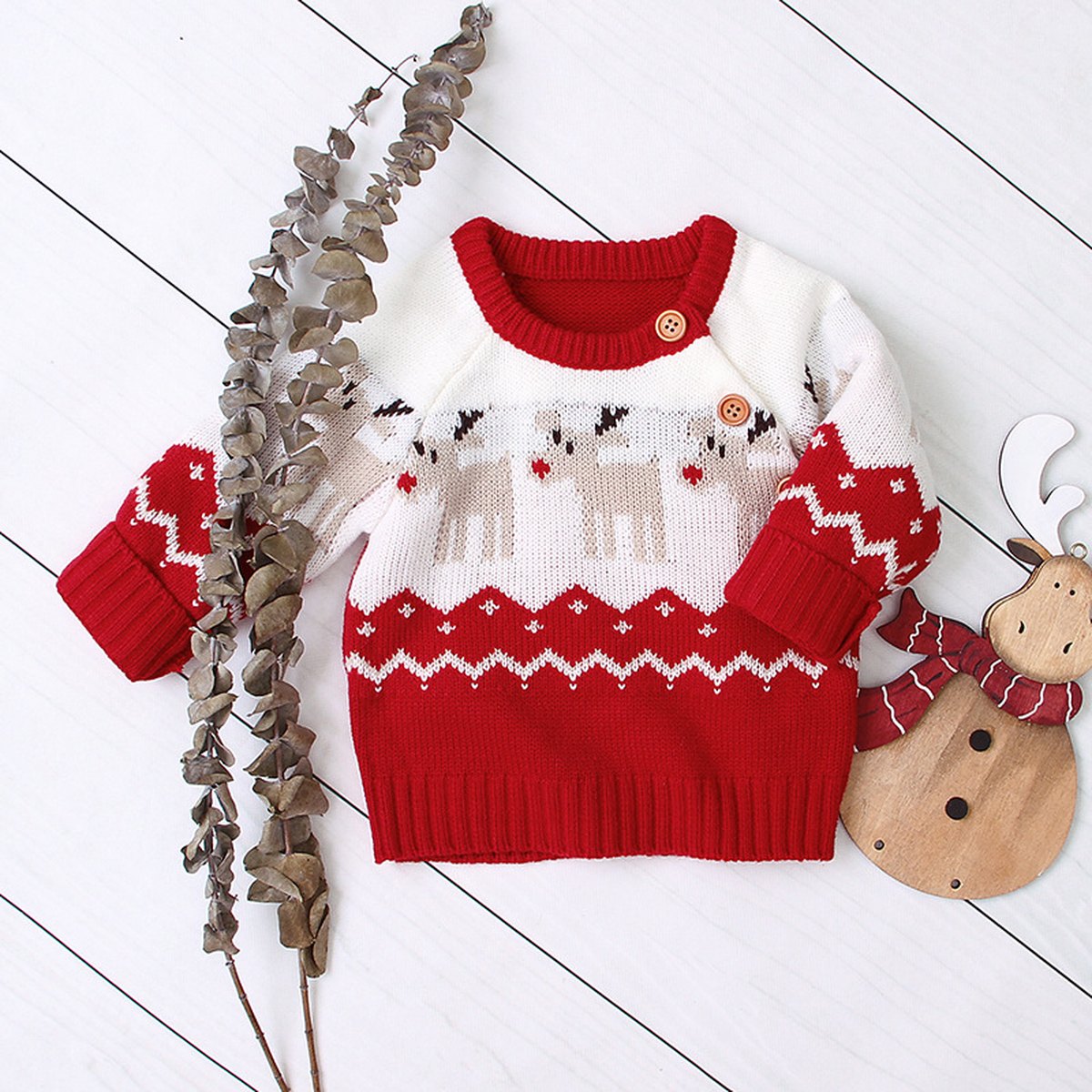 Kids' Cartoon Reindeer Sweater