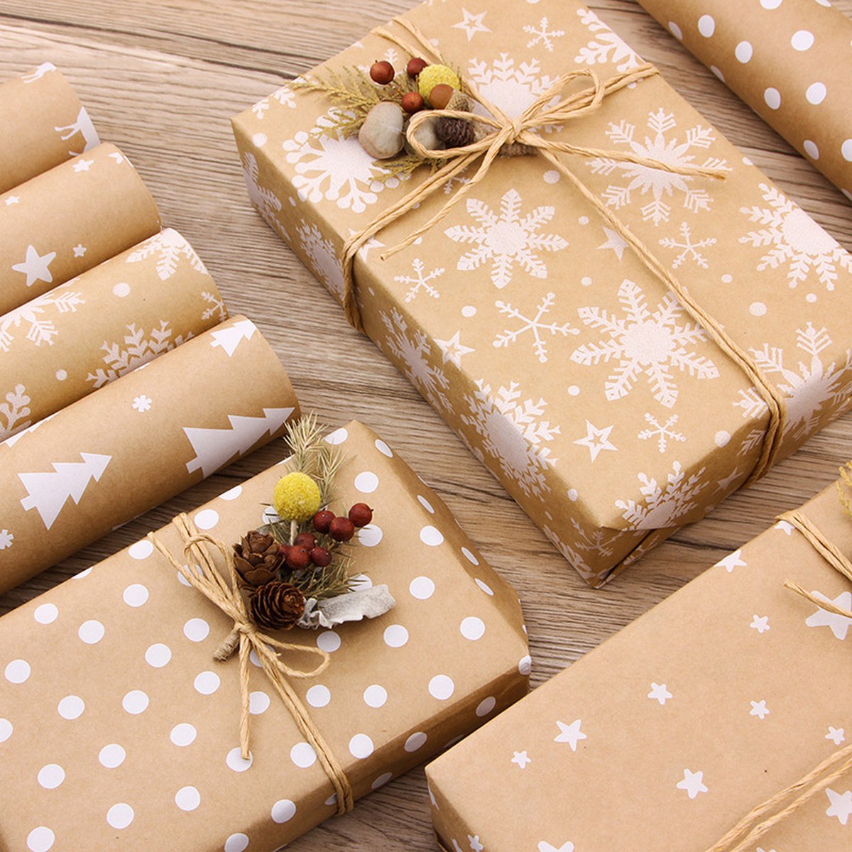 Kraft Christmas Wrapping Paper, 44 x 100 cm