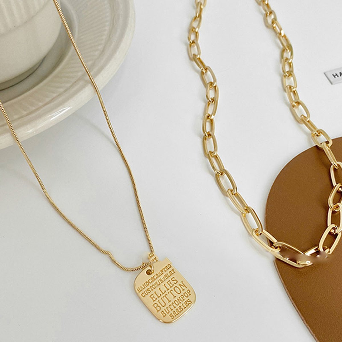 Layered Tag Pendant Necklace