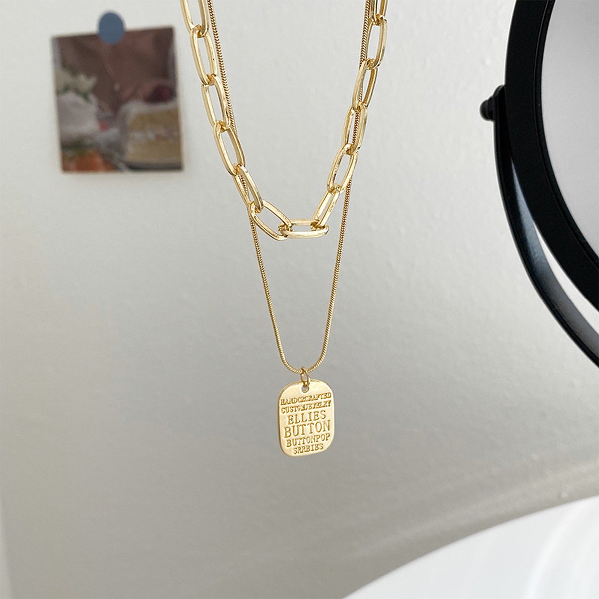 Layered Tag Pendant Necklace