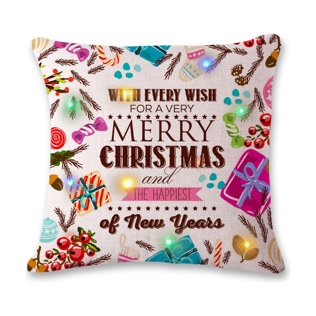 LED Light-Up Christmas Cushion Cover, 45 x 45 cm