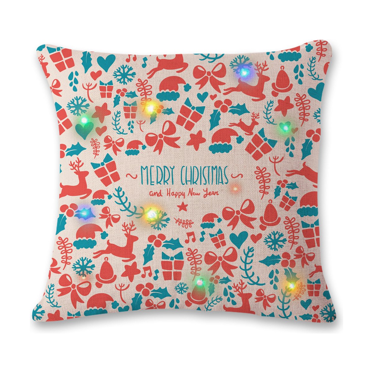LED Light-Up Christmas Cushion Cover, 45 x 45 cm