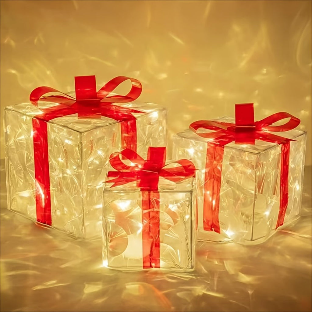 Light-Up Christmas Gift Boxes (Set of 3)