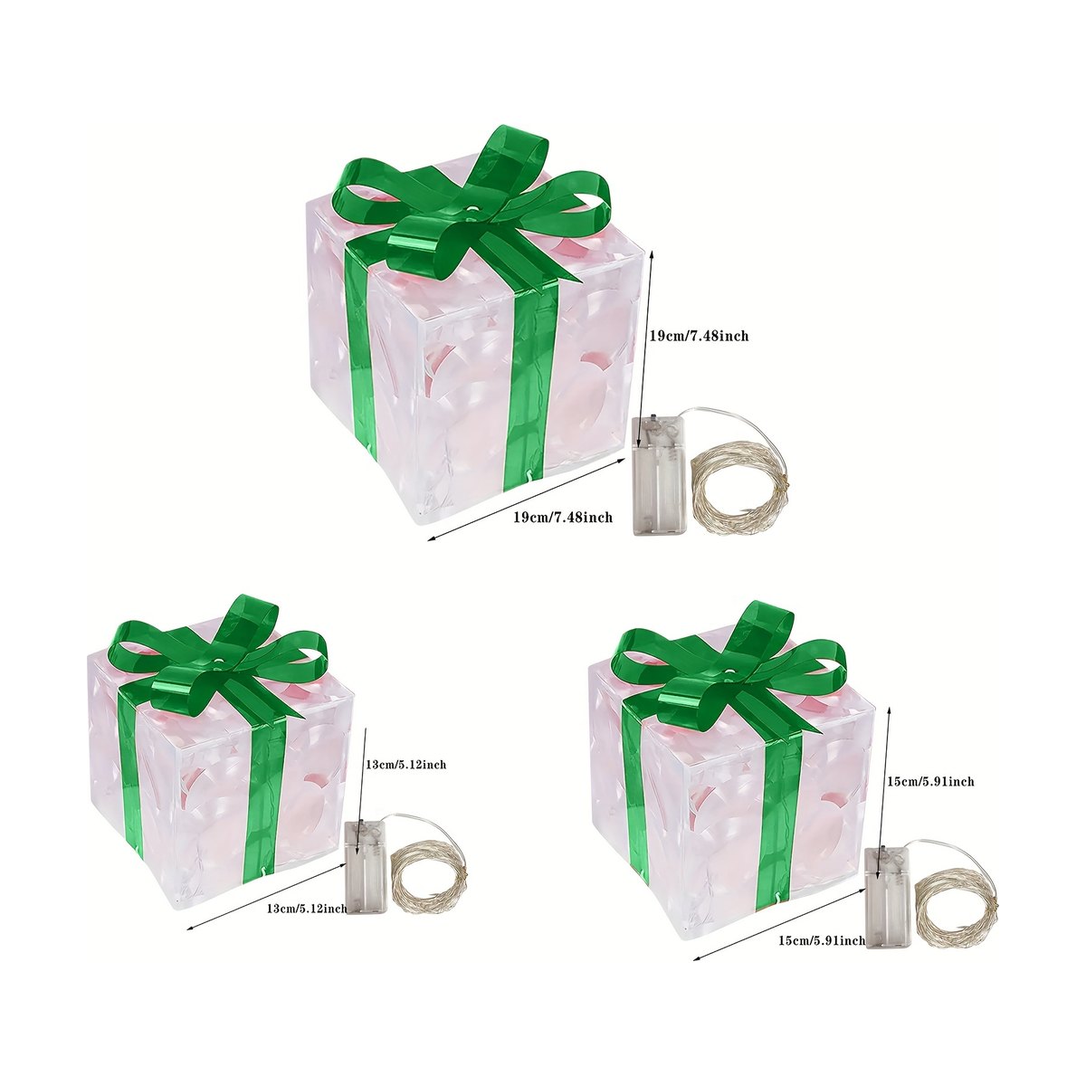Light-Up Christmas Gift Boxes (Set of 3)