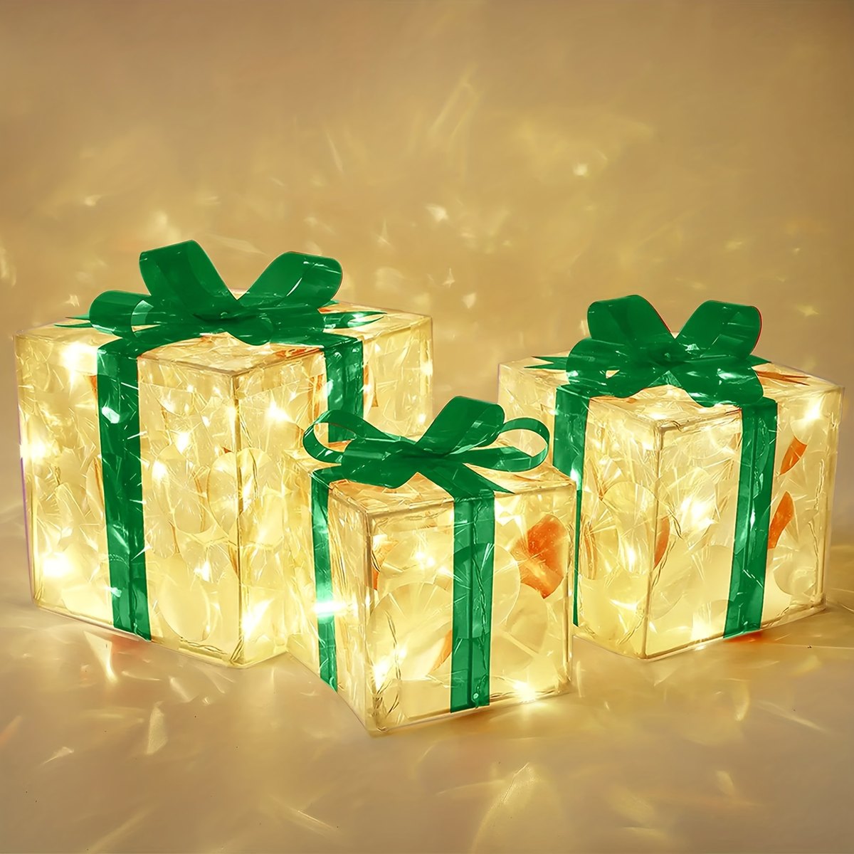 Light-Up Christmas Gift Boxes (Set of 3)