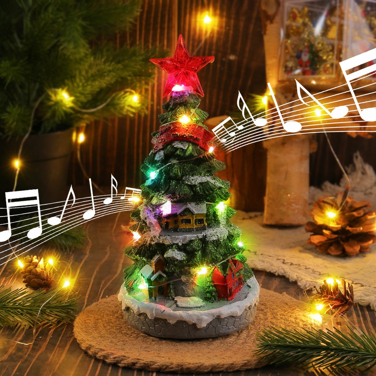 Light-Up Christmas Tree Music Box