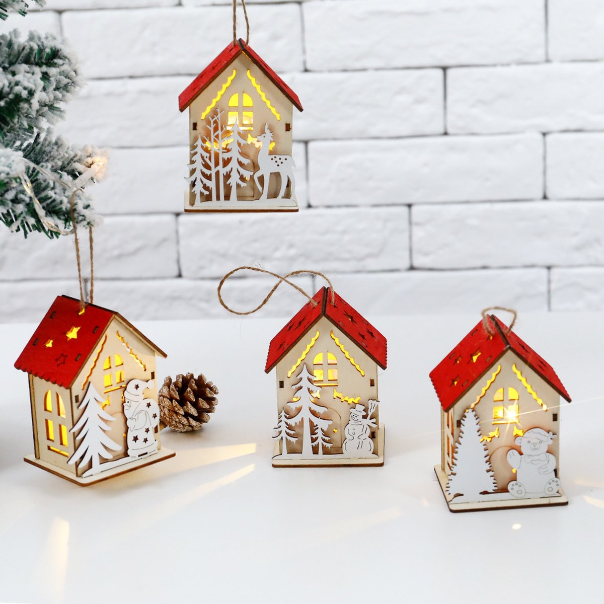 Light-Up Wooden Christmas House