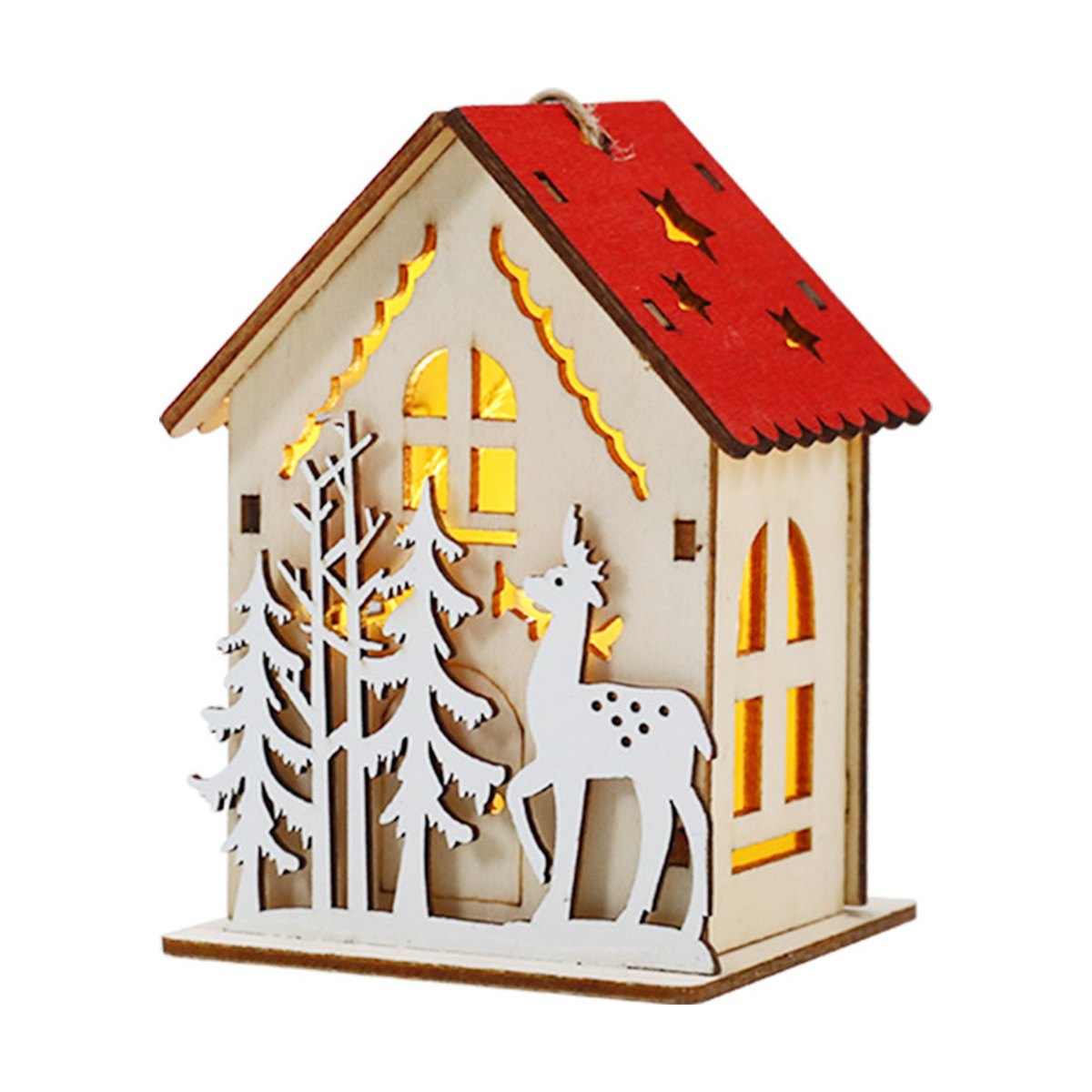 Light-Up Wooden Christmas House