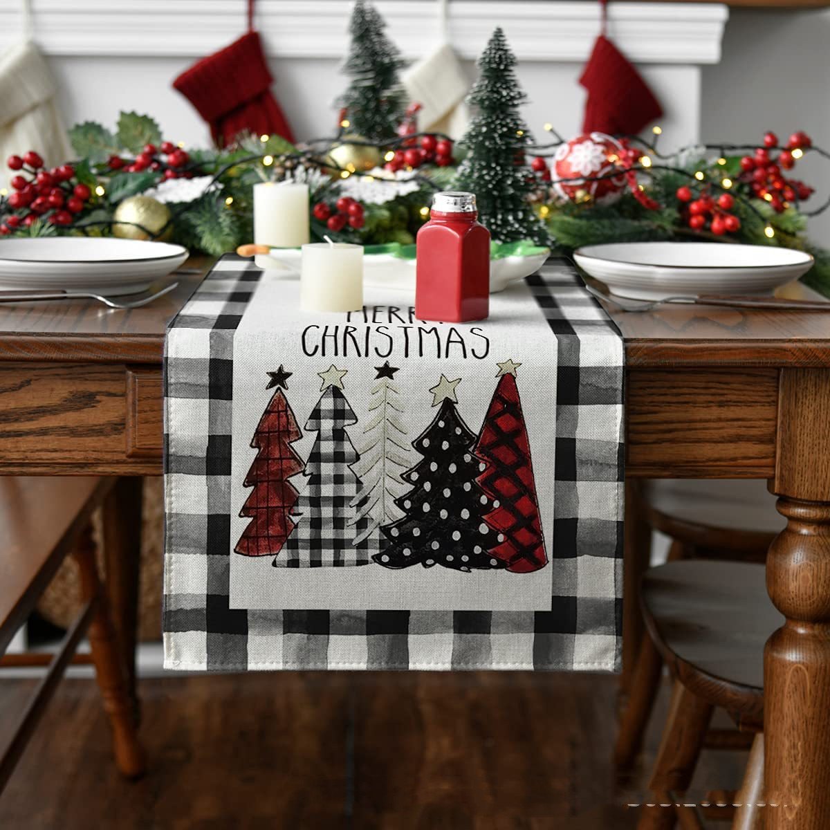 Linen Christmas Table Runner, 30 x 180 cm