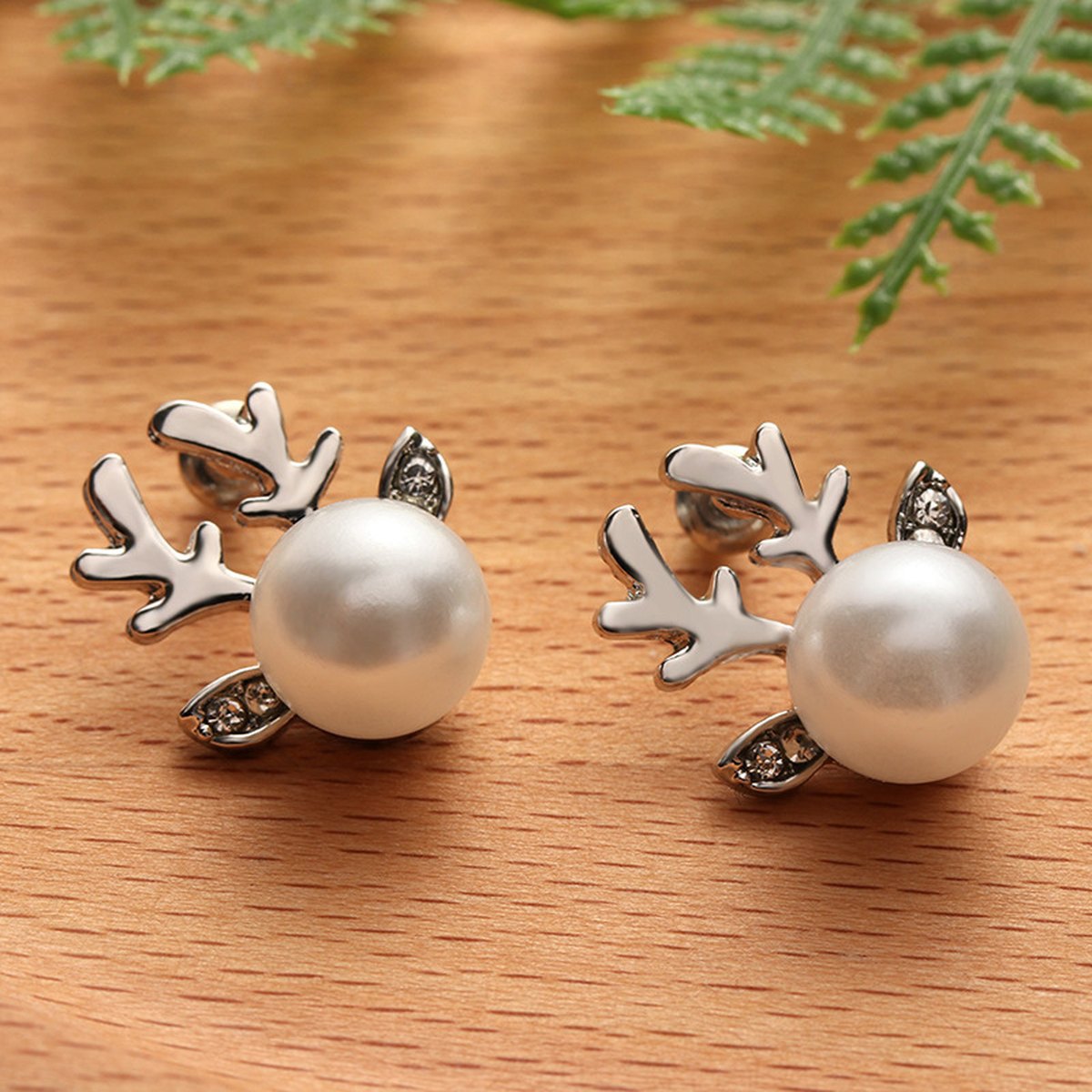 Pearl Antler Stud Earrings