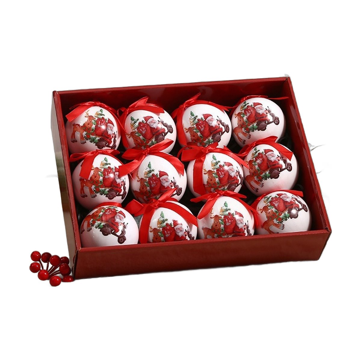 Printed Christmas Baubles, 8 cm