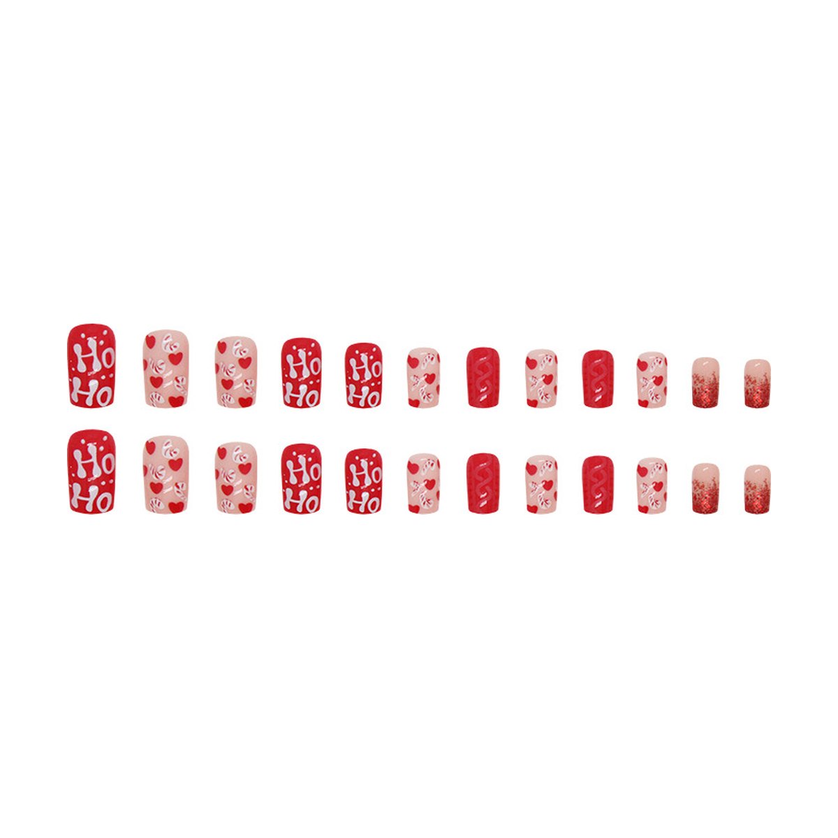 Red Glitter Christmas Press-On Nails