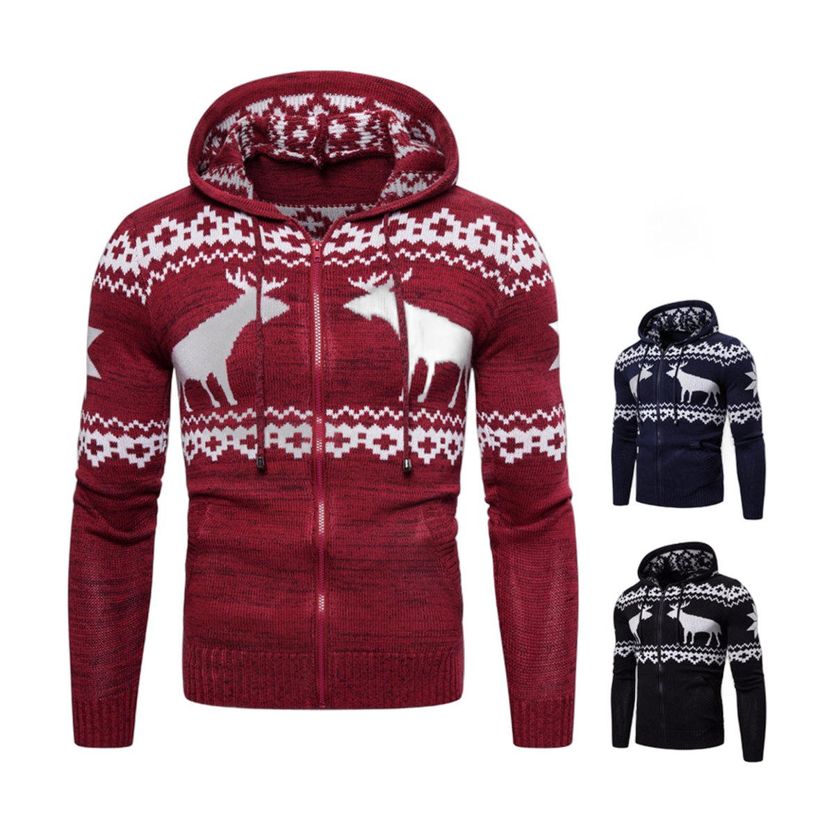 Reindeer Hooded Christmas Sweater