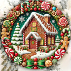 Round Wooden Christmas Door Sign, 20 cm