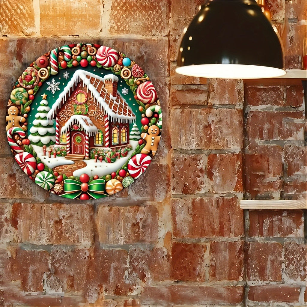 Round Wooden Christmas Door Sign, 20 cm