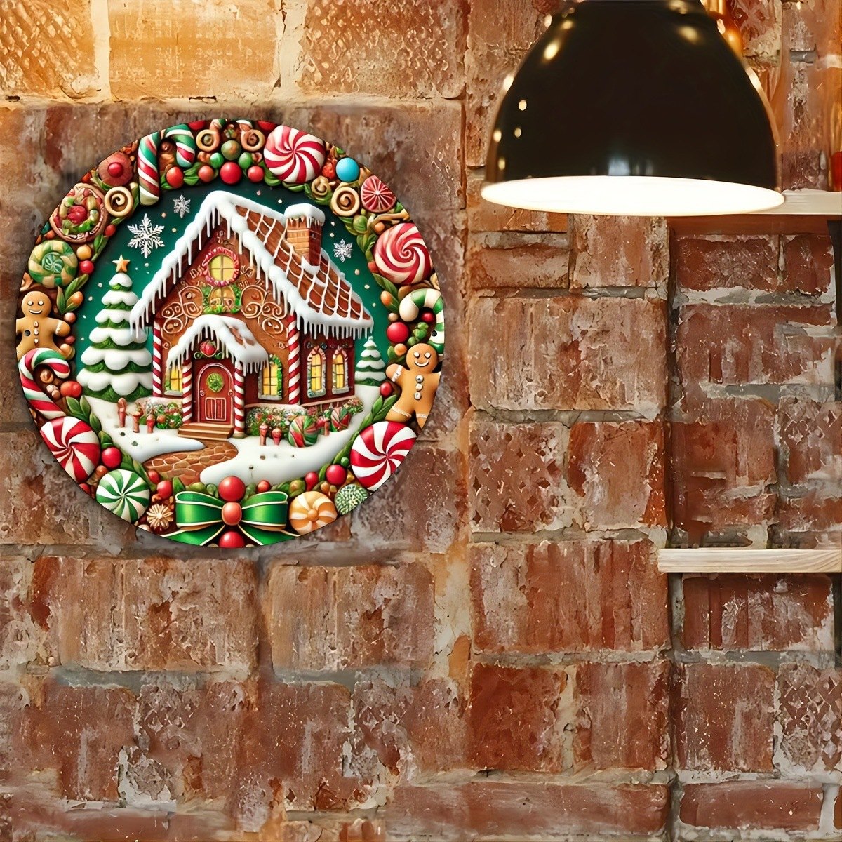 Round Wooden Christmas Door Sign, 20 cm