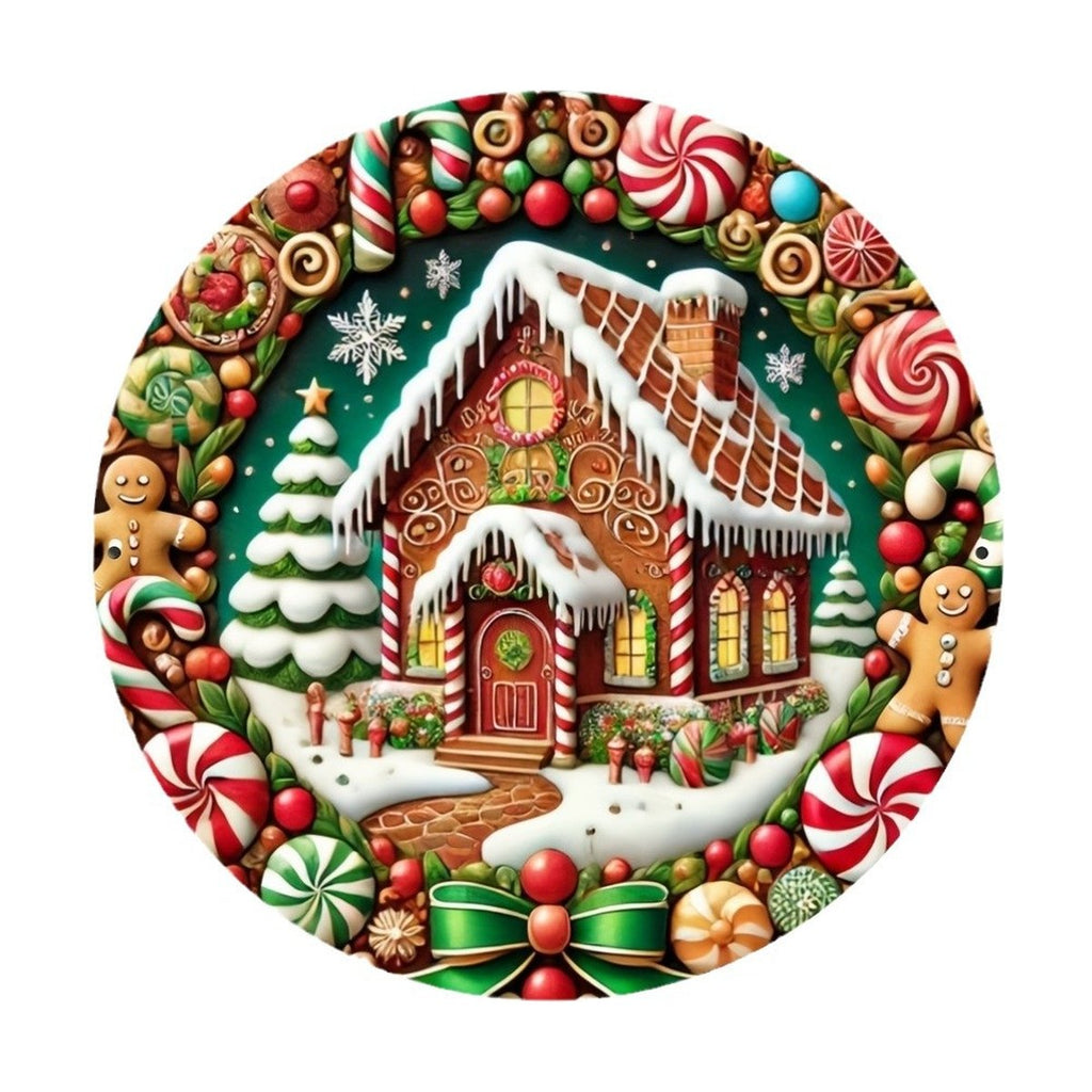 Round Wooden Christmas Door Sign, 20 cm