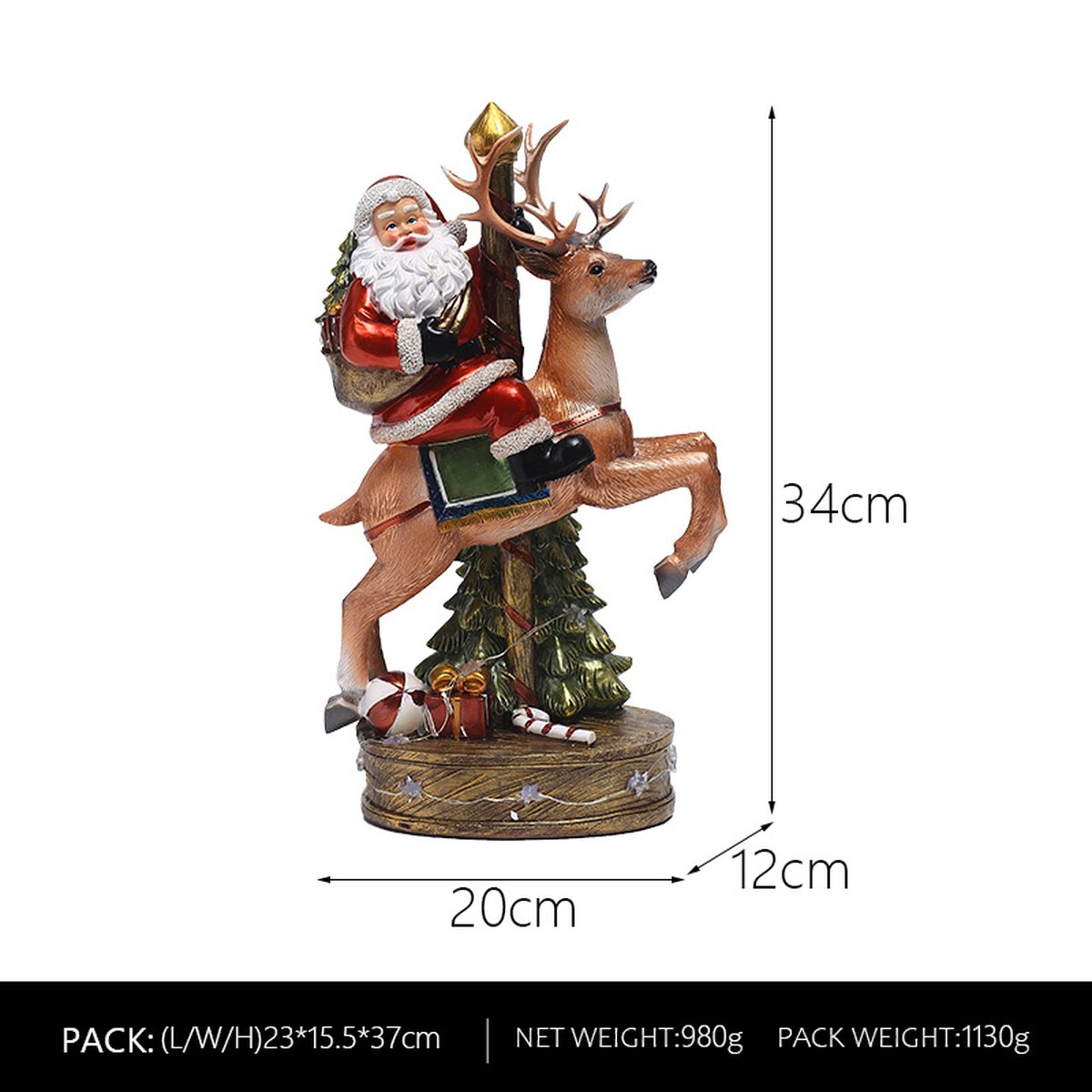Santa on Reindeer Music Box