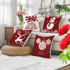 Snowman & Reindeer Cushion Cover, 45 x 45 cm