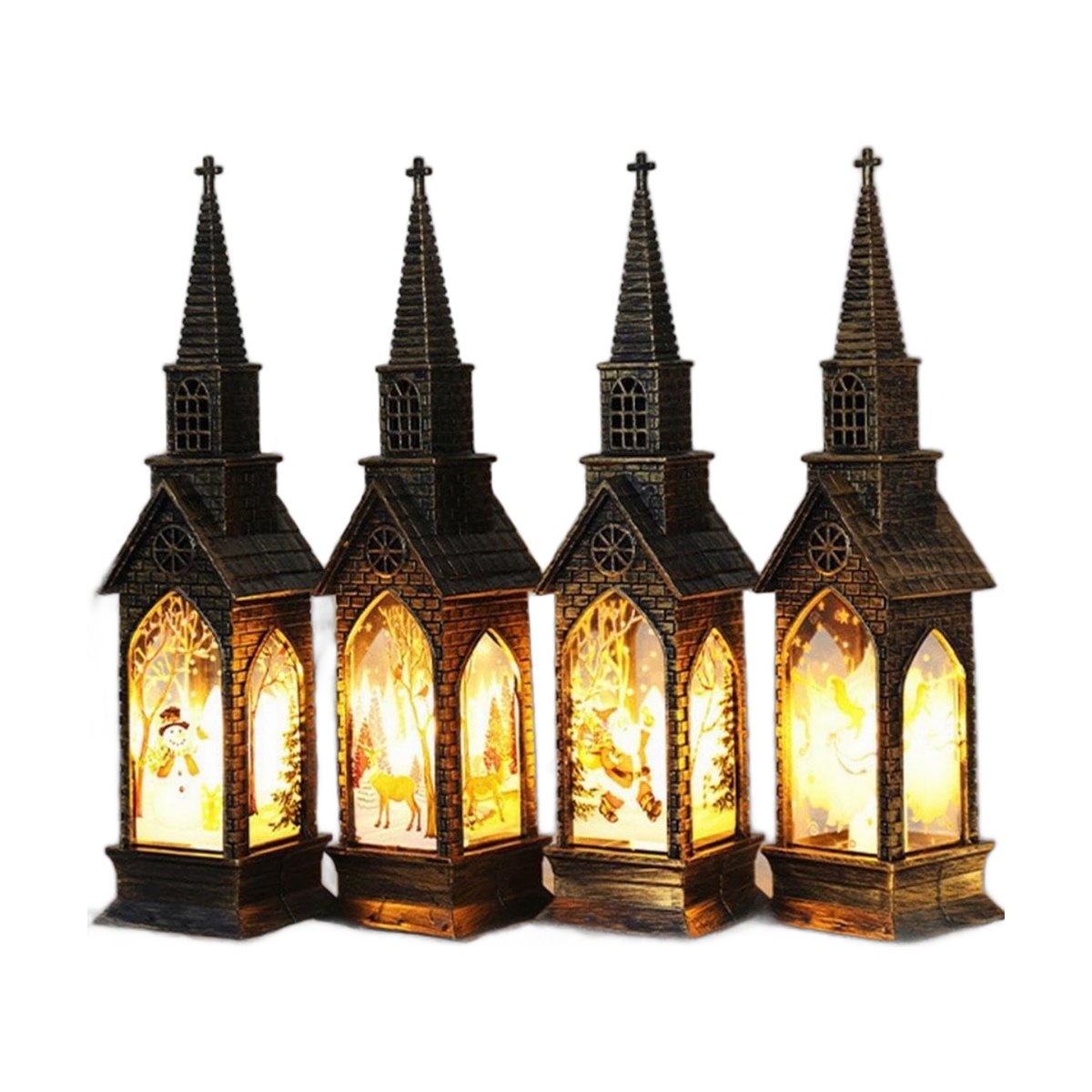 Vintage Christmas Lanterns (Set of 4)