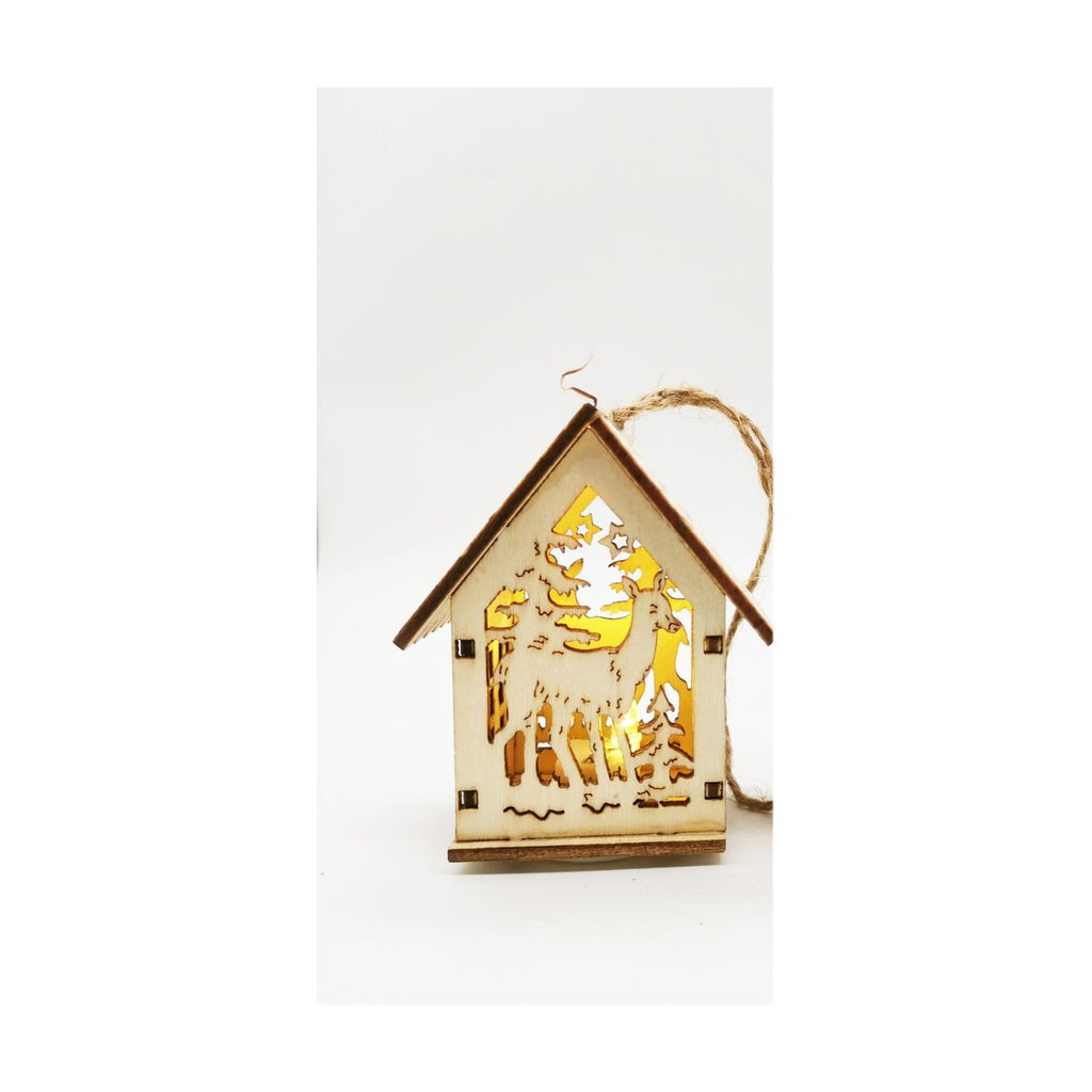 Wooden Christmas House Ornament