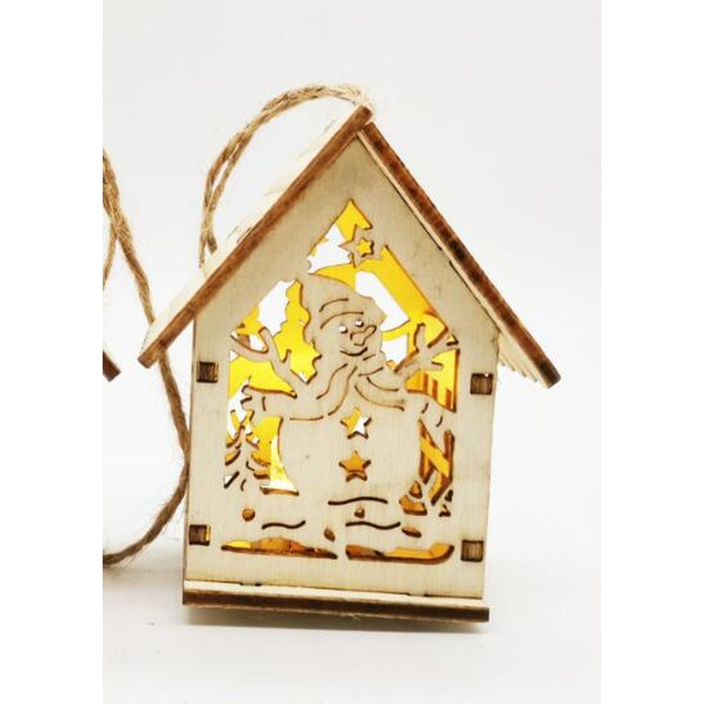 Wooden Christmas House Ornament