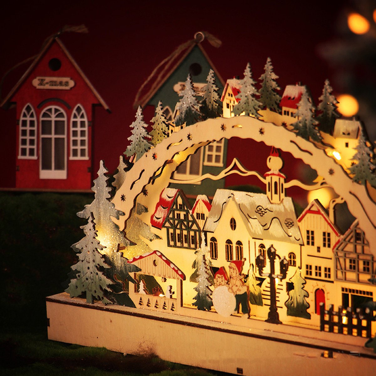 Wooden LED Christmas Village Shop