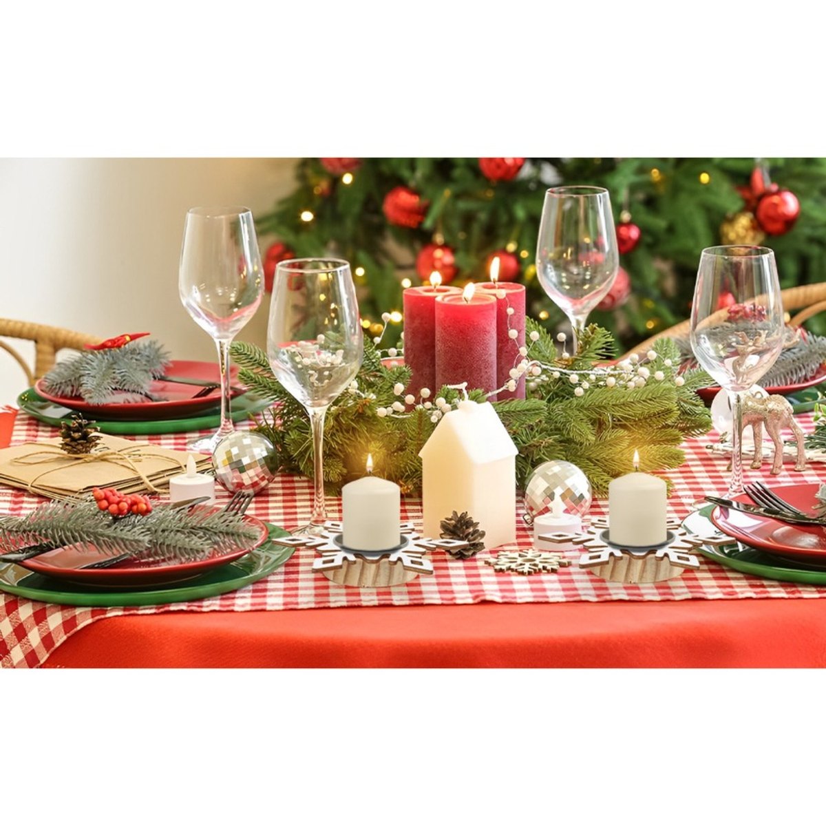 Wooden Snowflake Tealight Holders (Set of 4)