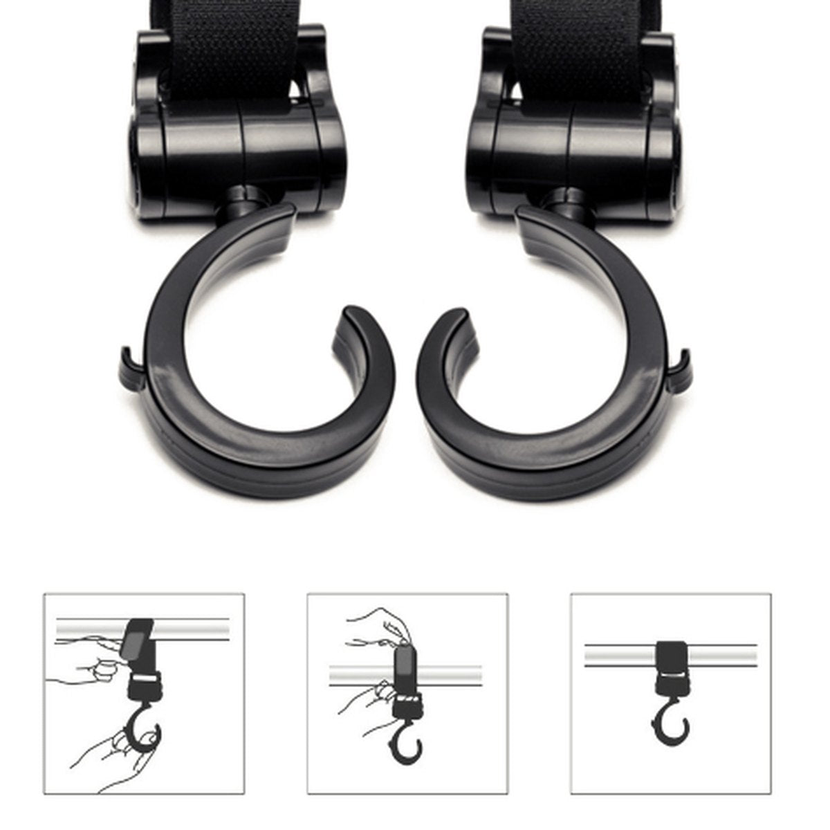 360° Stroller Hooks (2 pcs)