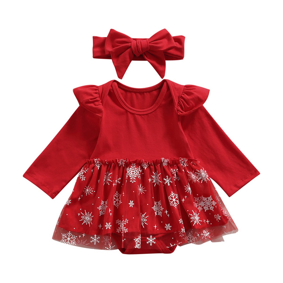 Baby Girl Tulle Christmas Romper Set