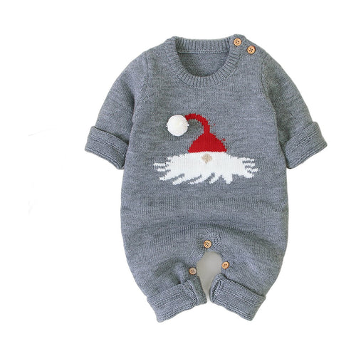 Baby Knitted Christmas Romper with Hat