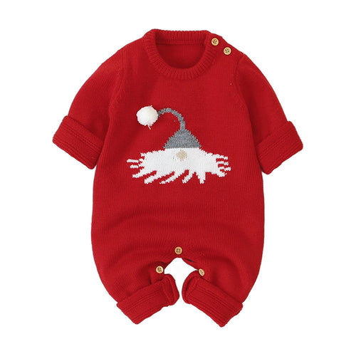 Baby Knitted Christmas Romper with Hat