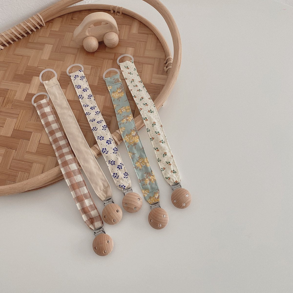 Floral Fabric Pacifier Clip
