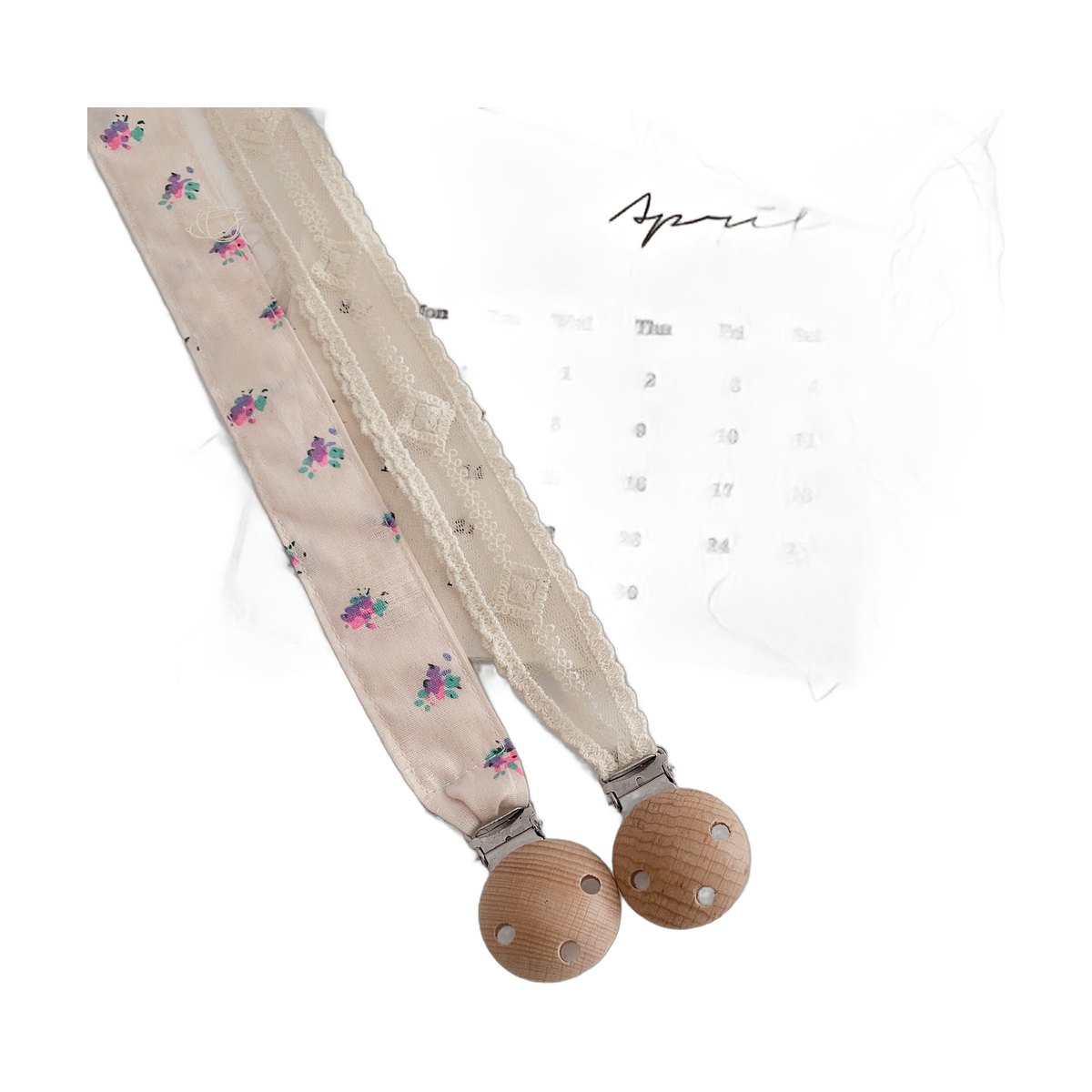 Floral Fabric Pacifier Clip