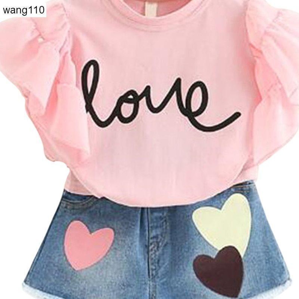 Girls' Love T-Shirt & Jeans Set