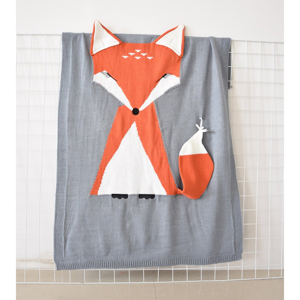 Knitted Fox Baby Blanket