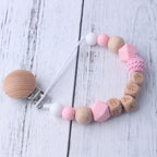 Wood & Silicone Bead Pacifier Clip
