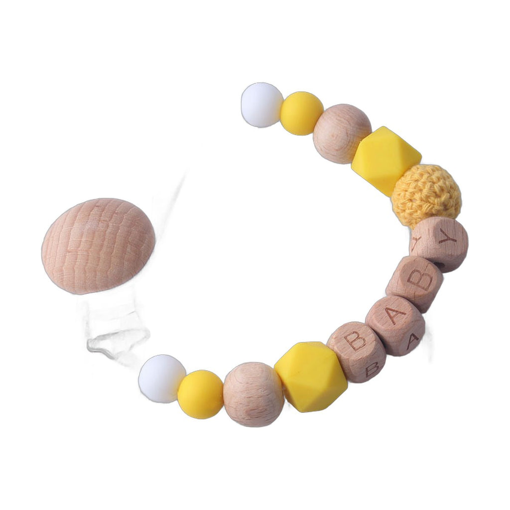 Wood & Silicone Bead Pacifier Clip