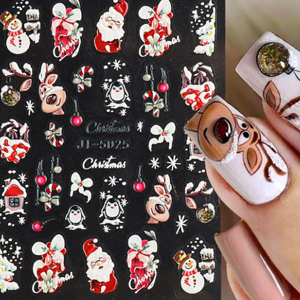5D Embossed Christmas Nail Stickers