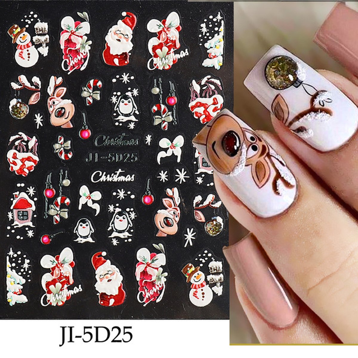 5D Embossed Christmas Nail Stickers