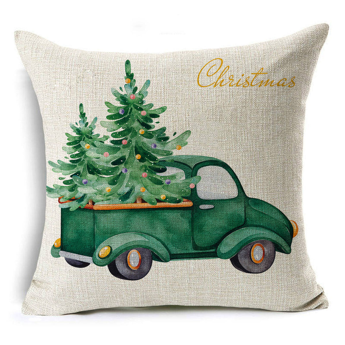 Colourful Linen Christmas Cushion Cover, 45 x 45 cm