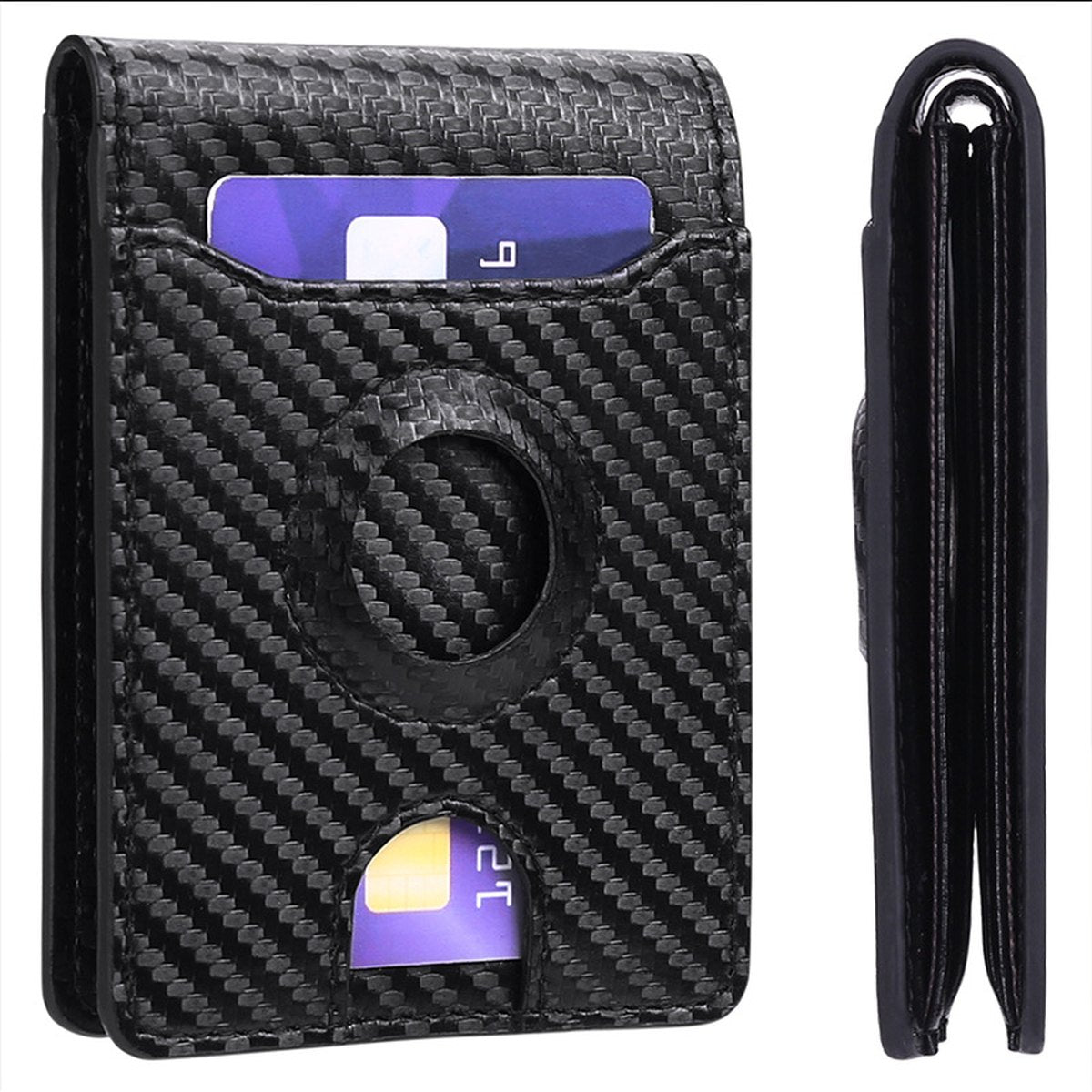 Carbon Fiber Leather Wallet Tracker