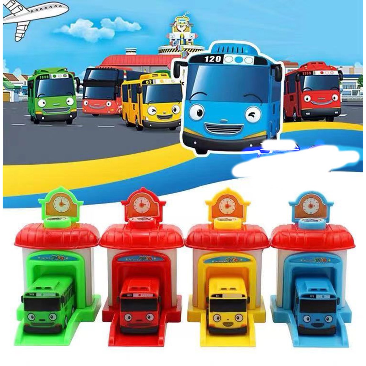Cartoon Little Bus Pull Back Ejection Toy