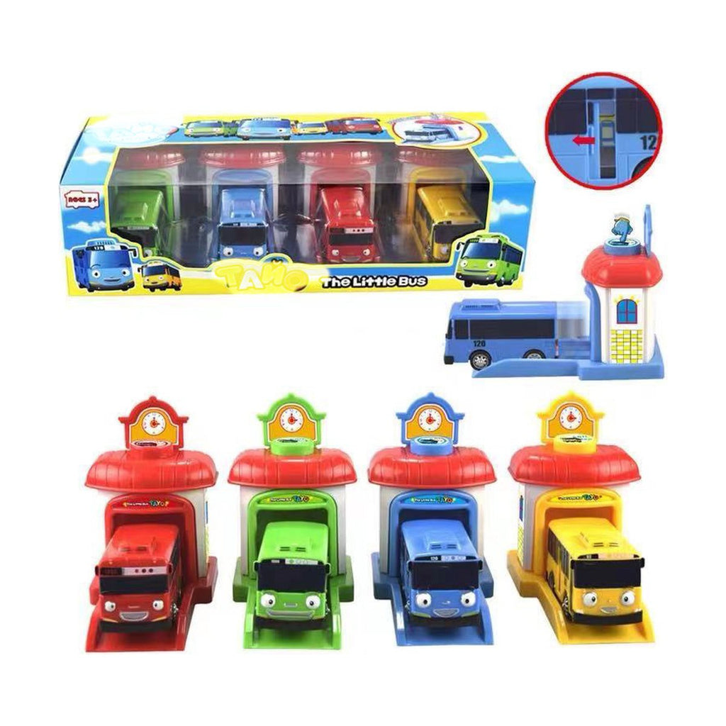 Cartoon Little Bus Pull Back Ejection Toy