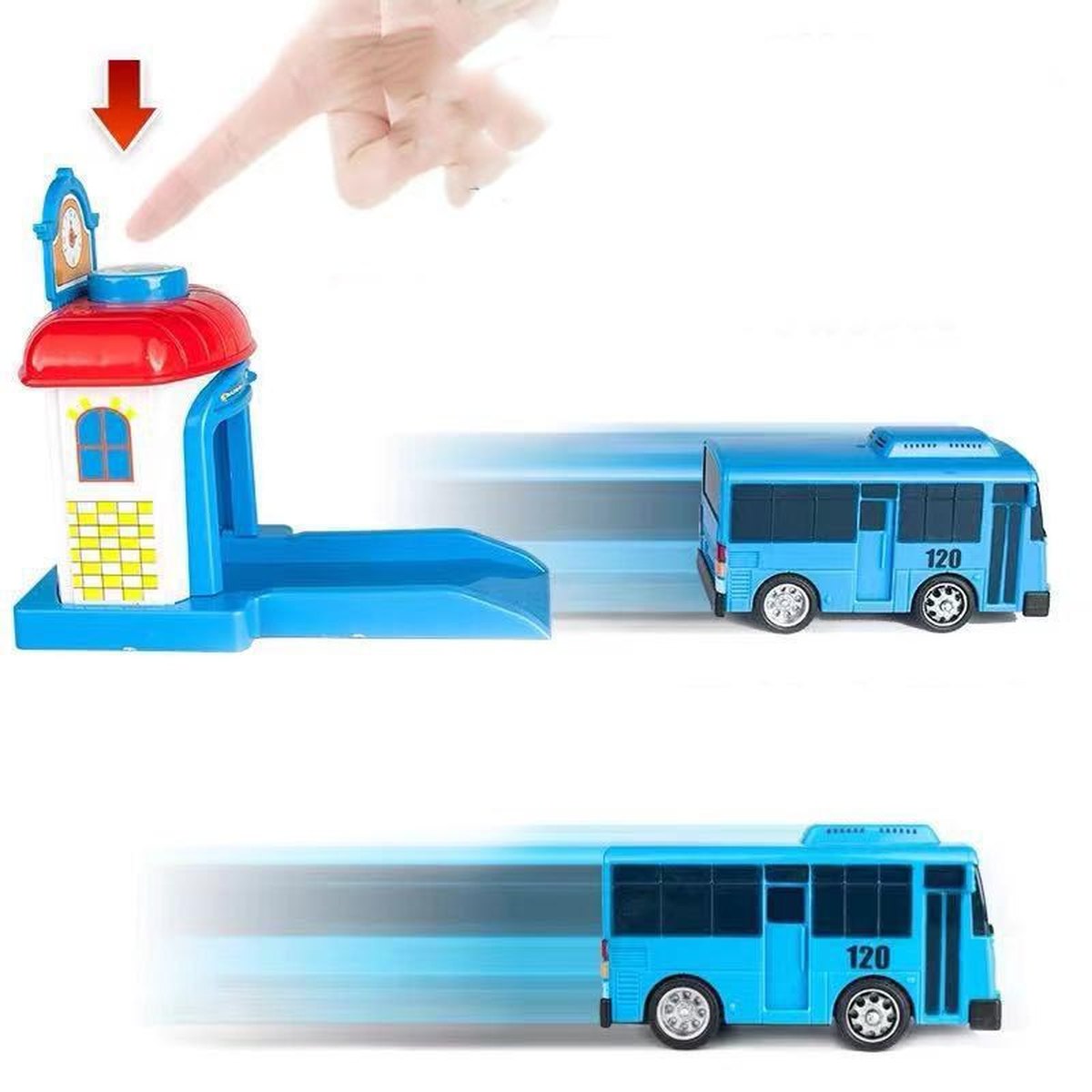 Cartoon Little Bus Pull Back Ejection Toy