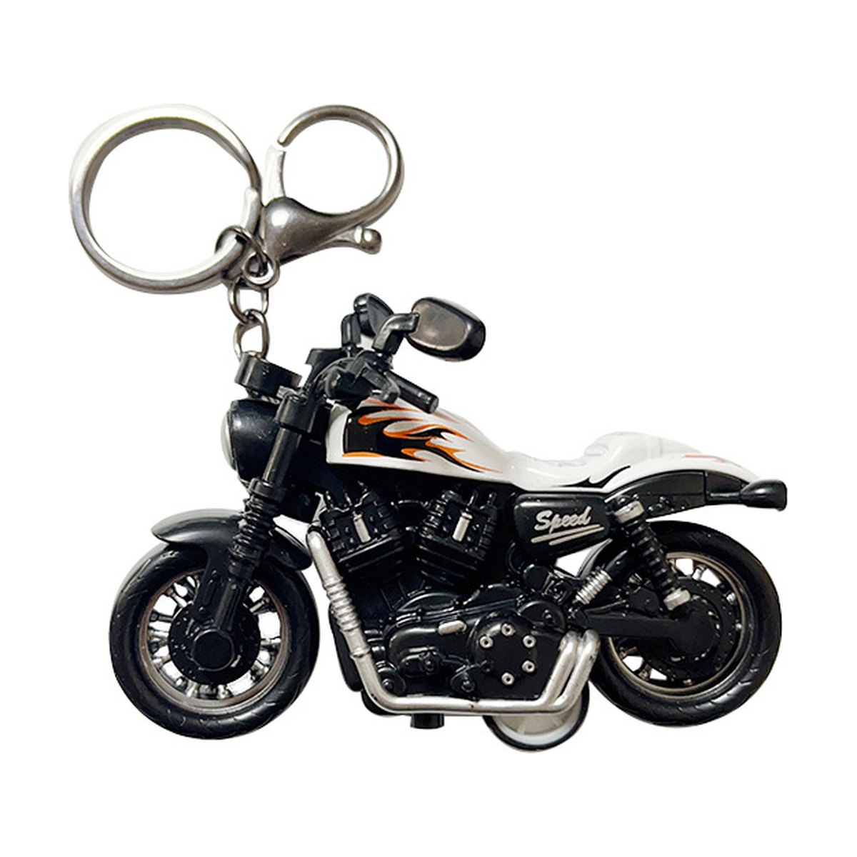 Cartoon Mini Motorcycle Pull-back Toy Keychain