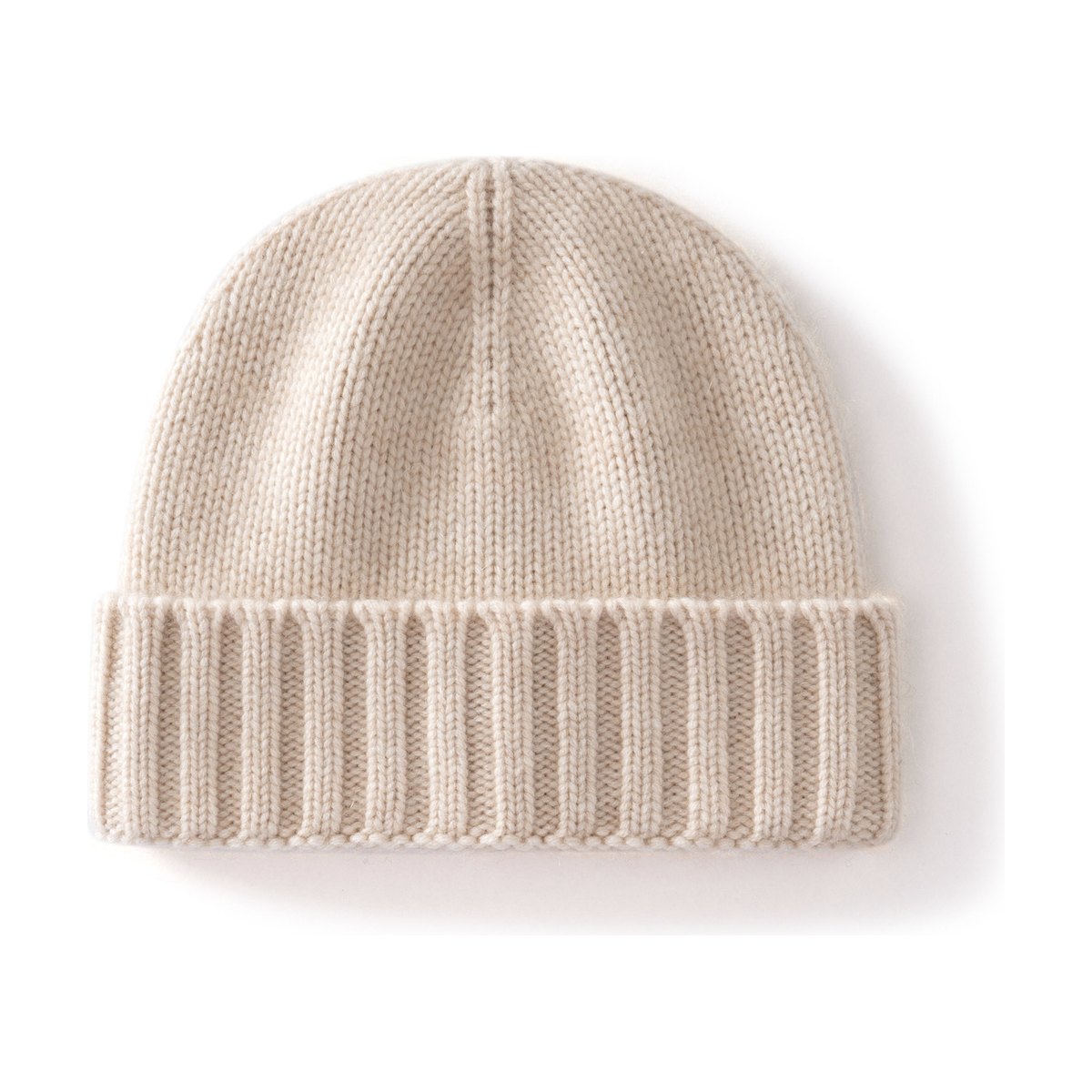 Cashmere Beanie Hat Thick Stripes Knitted Flanging